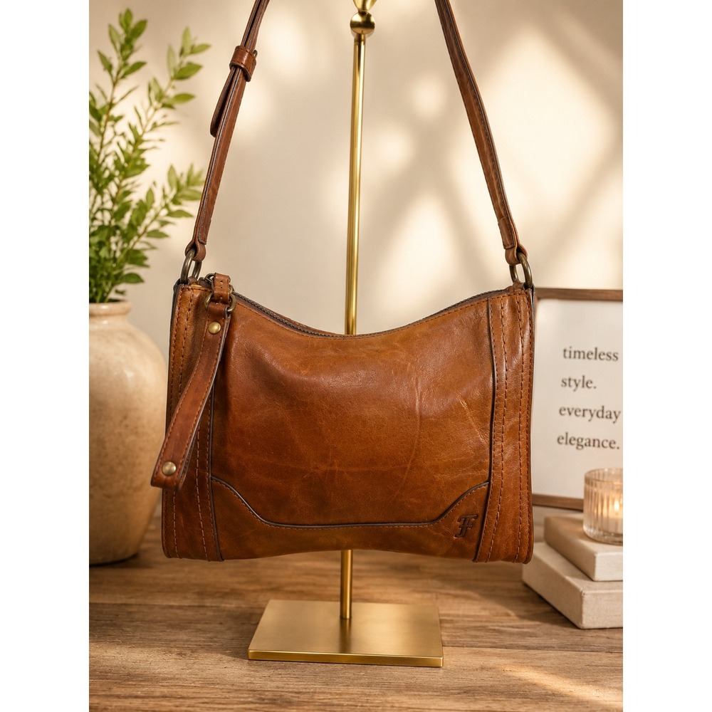 Frye Melissa Zip Crossbody Cognac Leather Bag 34DB770-COG NEW